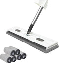 Large Flat Mop Portable Mop 50 Inch Washable Reusable Microfiber Pads (White 6Mop)