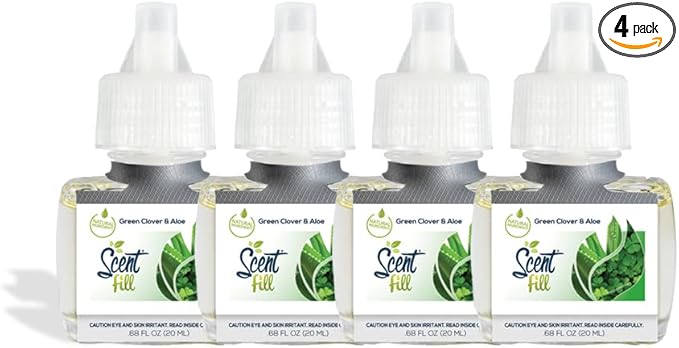 Scent Fill Green Clover &amp Aloe Plug in Air Freshener 4 Scented Oil Refills