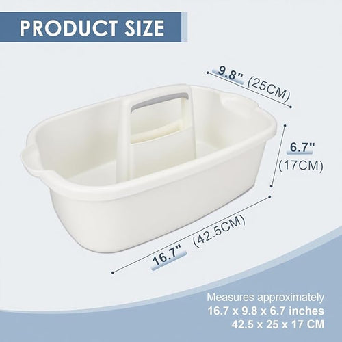 2 Pack Cleaning Supply Caddy with Handle Portable Shower Caddy Organizer Plastic Basket with Handle Stackable Tool Storage for Bathroom Garden Kitchen Home Organization White