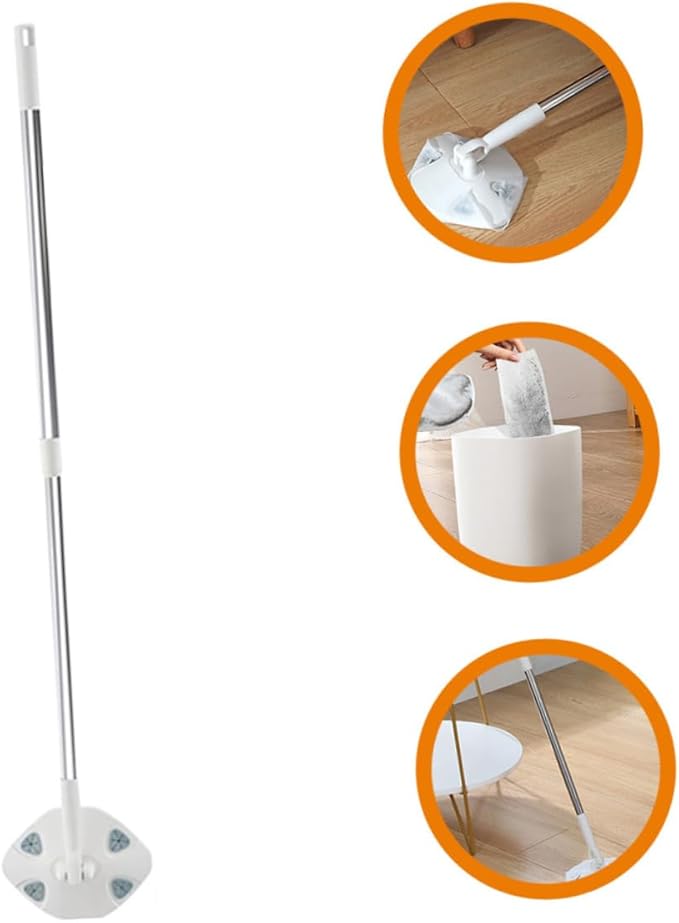 Operitacx Rotatable Dust Mop with Long Handle No Wash Microfiber Cleaning Mop for Household Dust Removal for Hardwood and Tile Floors