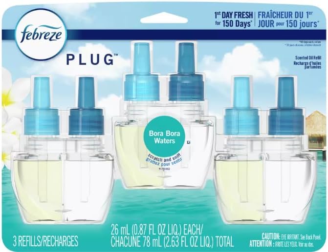 Generic Odor-Fighting Fade Defy PLUG Air Freshener Refill (3) .87 fl. oz. Oil Refills (Bora Bora)