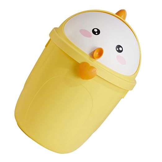 VALICLUD Cute Chick Style Small Trash Can with Lid Compact Garbage Bin for Bedroom Office Nursery Odor-Resistant Wastebasket for Tidy Home and Desk Storage