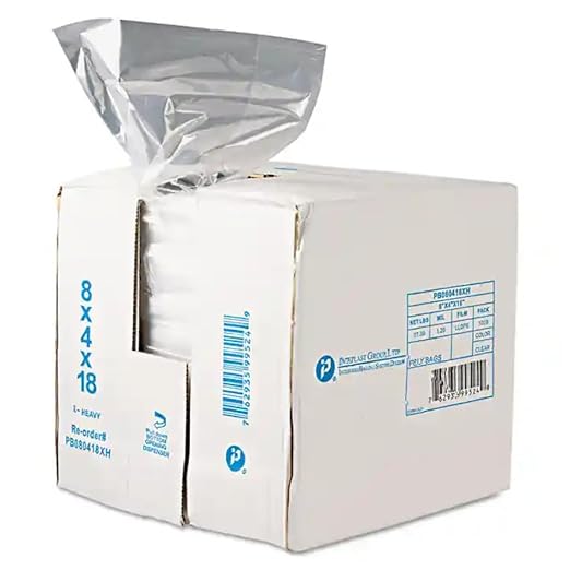 Inteplast Group PB080418R Get Reddi Food &amp Poly Bag 8 x 4 x 18 8-Quart 0.68 Mil Clear (Case of 1000)
