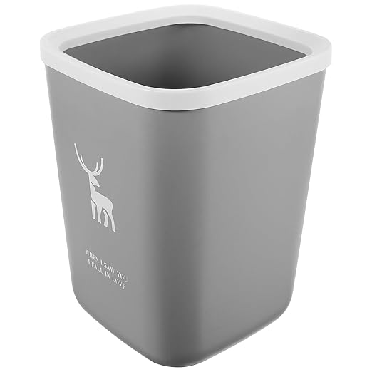 Garneck Gray No Lid Trash Can for Bedroom Bathroom Office Compact Wastebasket with Stable Structure Wear-Resistant Garbage Container for Home Kitchen Hotel Use