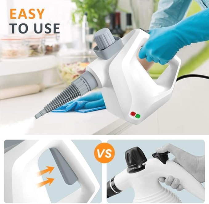 Kiss the Water Handheld Steam Cleaner Pressurized Furniture Steamer for Cleaning with 11 PCS Accessories Multipurpose Grout Steam Cleaner for Home Couch Floor Carpet Car