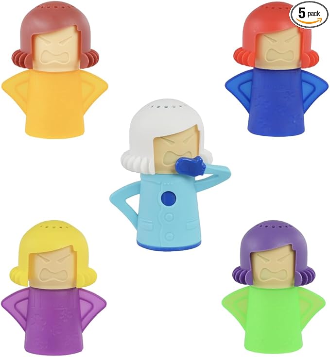5 PCS Angry Mama Microwave Cleaners &amp Cool Mama Fridge Odor Absorber High temperature Steamer Cleaning Equipments Refrigerator Moisture Absorber &amp Freshener Holder For Kitchen Gadget Tools