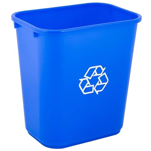 PRO&ampFamily 28 Qt. / 7 Gallon / 26 Liters Blue Rectangular Recycling Wastebasket. Trash Bin Kitchen Garbage Can Waste Basket Recycle Bin