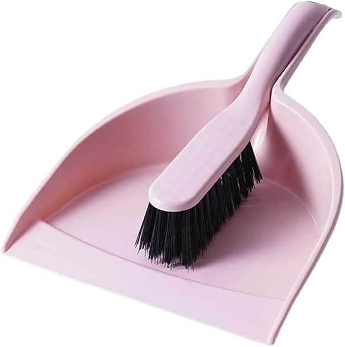 Mini Broom and Dustpan Set Small Hand Broom with Dust Pan for Table Crumbs Desk Kitchen Counter Sofa Car - Pink Blue Beige(Pink)