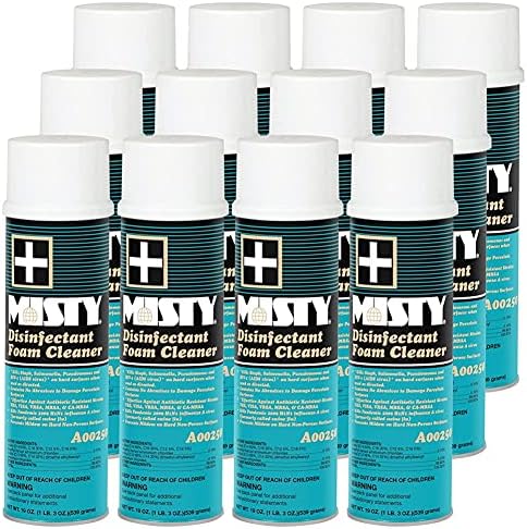 MISTY Disinfectant Foam Spray - 19 oz (Case of 12) - 1001907 - Kills Staph Salmonella Pseudomonas and HIV-1 (AIDS virus)* on hard surfaces when used as directed