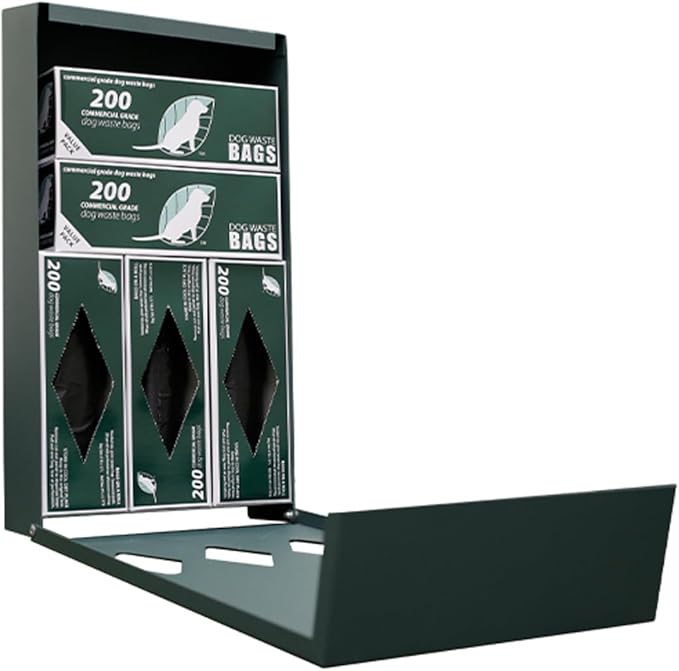 ZERO WASTE USA - Rust Proof Aluminum Dog Waste Station - Free 400 Waste Roll Bags &amp 25 can Liners - 10-Year Warranty - Over 500k Sold in USA (Green)