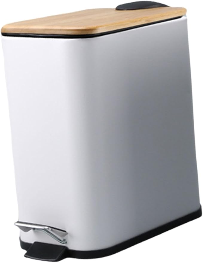 Step Trash Can Kitchen Wastebasket Simple 5L Capacity Foot Pedal Garbage Bin Household Dustbin for Home Sunroom Study Office White