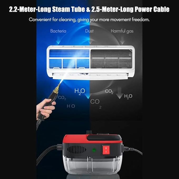 2500w Handheld High-Temperature Pressurized Steam Cleaner 6-Speed Portable Steamer 10s Fast Heating 1.2L Water Tank for Cleaning Auto Detailing Furniture Kitchen Grout FloorTile (Orange)