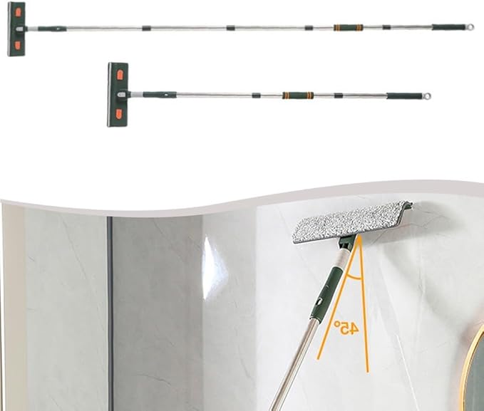 Skirting Board Cleaning Mop with 172 cm Extendable Handle Reusable Microfiber Pad Ergonomic &amp 4-Piece Bracket Set Ceilings Tiles and Baseboards(B)
