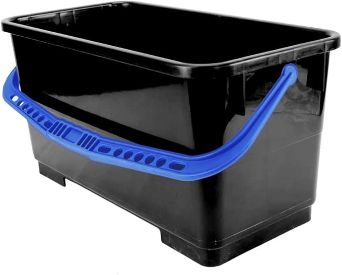 Pulex 6 Gallon Durable Lightweight Mop Bucket with Squeegee Carrying Clips and Ergonomic Handle for Floor and Window Cleaning - Black and Blue