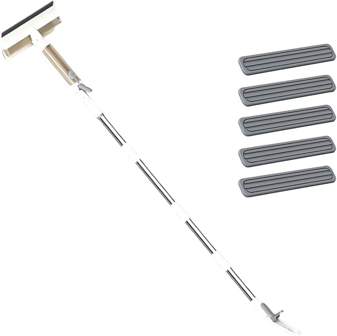 Double Sided Window Cleaner Glass Clean Scrapers 74.80inch Long Pole Window Spray Cleaning Brush for Indoor Outdoor Door Tile 5 Cotton Tips