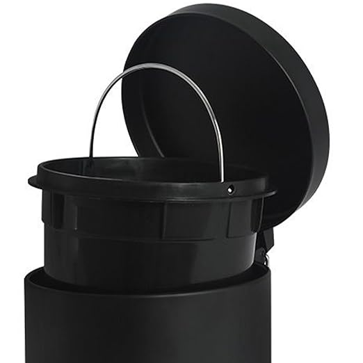 Trash Bin Waste Basket with Lid and Foot Pedal Stainless Shell Trash Can Slide-Out Inner Pail with Easy Clean Mechanism Waste Disposal Unit for Kitchen Bedroom Apartment Hotel Garage Dorm Car