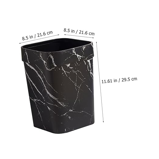 Mobestech Marble Pattern Square Trash Can Lidless Wastebasket for Home Office and Bathroom Design Stylish Marble Finish Space Saving Garbage Bin
