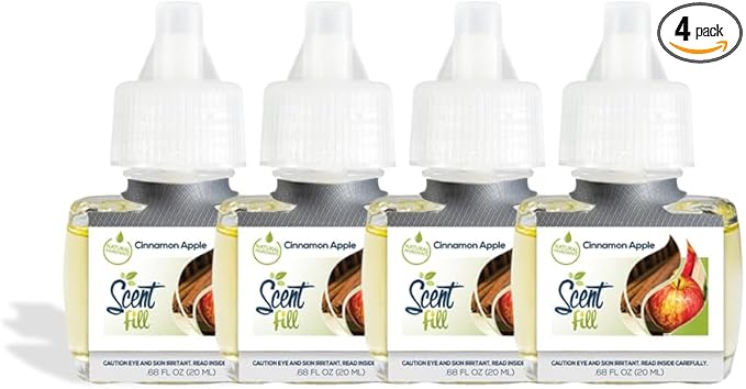 Scent Fill Cinnamon Apple Plug in Air Freshener 4 Scented Oil Refills