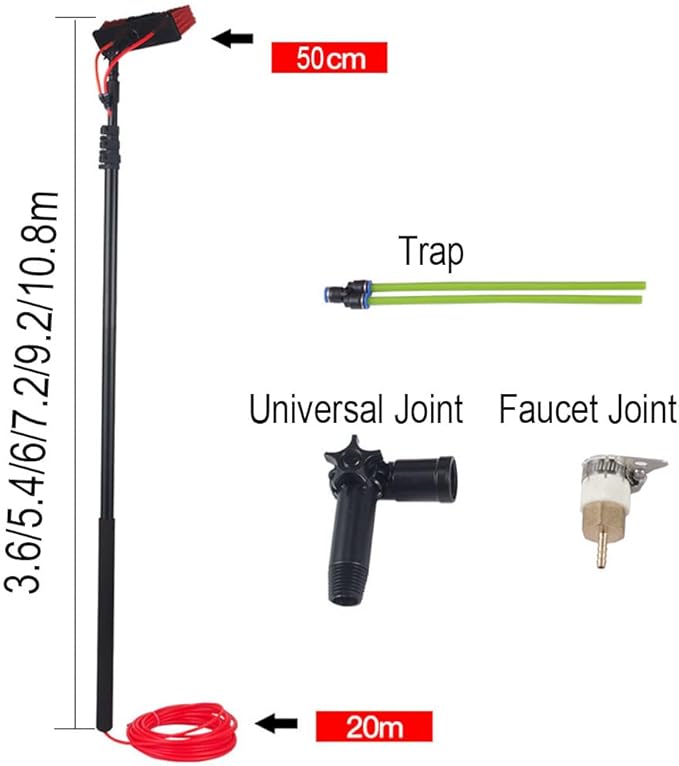 Window Washing Kit with Extension Pole Solar Panel Cleaning Kit Multi Angle Adjustable and Telescopic for Cleaning Photovoltaic and Solar Panels and Other Cleaning Activities.