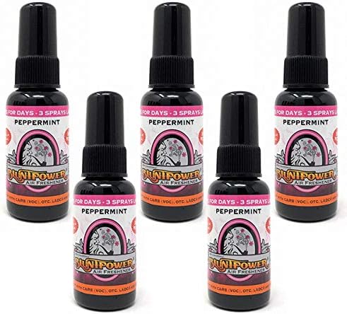 BluntPower (Peppermint 5 Pack) Concentrated Air Freshener - Premium Oil Based Air Freshener Spray For Home and Car - Long-Lasting Bathroom Spray Car Freshener &amp Odor Eliminator Spray