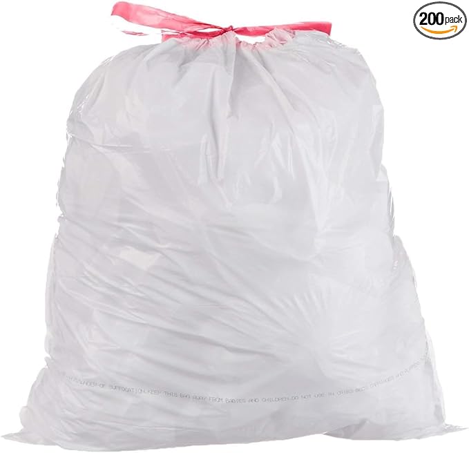 LIMELINEN Tall Kitchen Trash Bags with Drawstring 200 Count 13-gallon Trash Bag of 0.9 mil Thickness Leak and Odor-Resistant Heavy-Duty Plastic Garbage Bags for Home and Commercial Use
