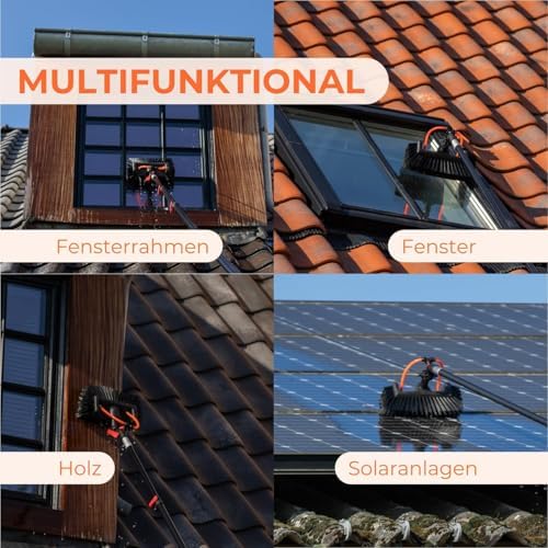 Glass Cleaning Brush Home Water Fed Telescopic Pole Kit Solar Panel Brush Rotating for Photovoltaic Panel9M Telescopic Window Cleaning Pole with Water Fed Brush Ideal for Conservatory Roof