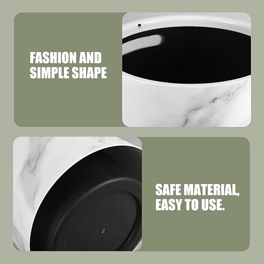 Marble Pattern Wastebasket Lidless Trash Can Opening Garbage Container for Bedroom Bathroom Kitchen Dormitory with Stable Structure and Modern Design