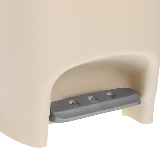 PRETYZOOM Foot Pedal Bathroom Trash Can with Press Top Lid 8L Plastic Wastebasket Step-On Trash Bin Container for Home Office and Restroom Bedroom Kitchen