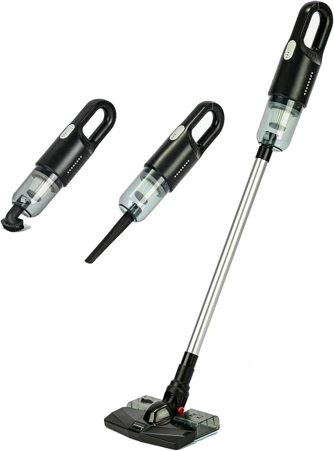 Cordless Stick Vacuum Cleaner and Mop All in One 18000Pa Suction Cordless Wet Dry Vacuum Cleaner with Water Tank Household Upright Vacuum Cleaner and Mop Combo for Hard Floor Pet Hairs (Black)