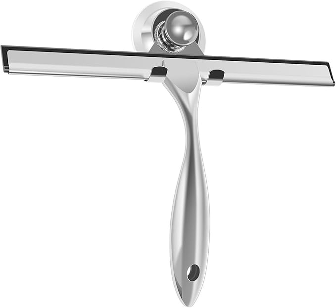 2pcs Stainless Steel Shower Squeegee with Suction Cup Window Glass Multi-Purpose Cleaning Tool
