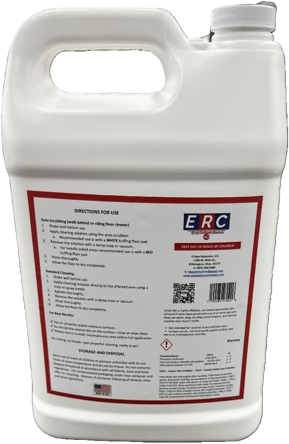 #1 Epoxy Cleaner Ready 2 Go Pre-Diluted Gallon of ERC Epoxy &amp Resinous Surface Cleaner | Professional Strength | No Mixing Required | Cleans Epoxy Floors Sealed Concrete and More