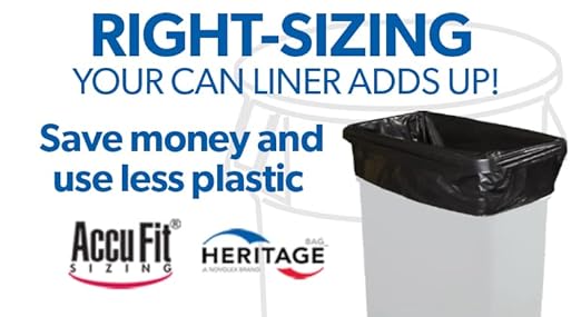 AccuFit 55 Gallon Can Liner by Heritage Bag Co. (100 Pack) 40x53 0.9mil Black