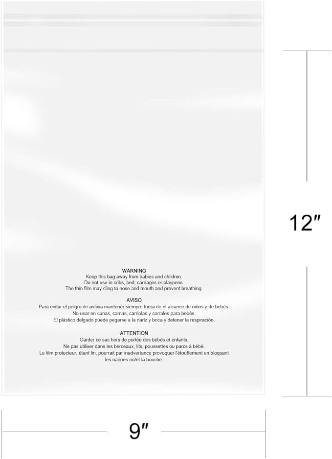 iMailer - 500 Pcs - 9 x 12 Suffocation Warning Self Seal Clear Plastic Poly Bags 1.6 Mil for A4 Letter Sized Documents Marketing Materials Clothes-Permanent Glue