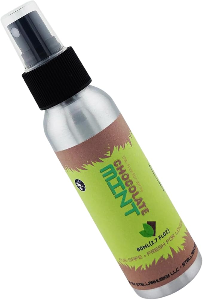 Fursuit Spray - Fur &amp Costume Spray - Chocolate Mint - IPA-Free Fabric Freshener for Fursuits &amp Cosplay | Long-Lasting Scent | 80 mL Aluminum Bottle