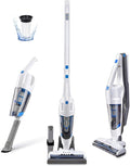 Vacmaster VSD1801 Cordless Handheld &amp Stick Vacuum Cleaner 2 in 1 Rechargeable Li-ion Battery Powerful Lightweight for Hardwood Floor Carpet and Pet Hair White