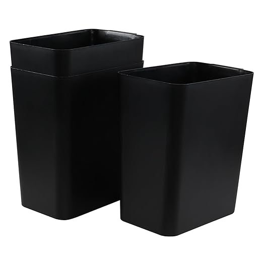 4.5 Gallon Small Plastic Waste Basket Black Open Top Garbage Can 3 Packs