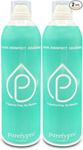 Purefypro Disinfectant Airesol Spray (14oz 2 Pack) Eliminate 99.9999% Norovirus HIV Hepatitis Flu Monkeypox Viruses MRSA VRE E Coli Fungi. No Residue. No Rinse. Suitable for All Surfaces.