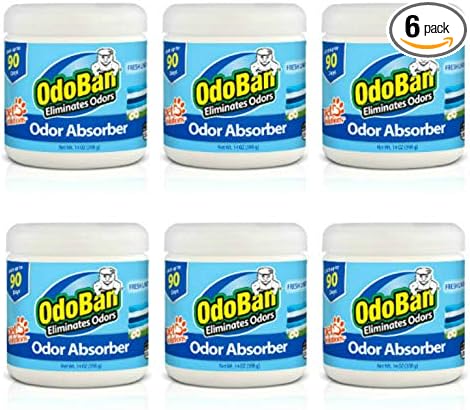 OdoBan Solid Odor Absorber Eliminator for Home and Small Spaces Fresh Linen Scent 14 Ounces Each 6-Pack