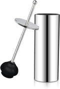 Chrome Toilet Plunger with Holder Bathroom Metal Canister Holder Drip Cup Heavy Duty Deep Cleaning Silver