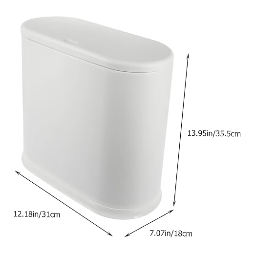 Lid Trash Can for Bathroom Kitchen Office Farmhouse Style Wastebasket with Space Saving Design Versatile Garbage Bin for Bedroom and Craft Use
