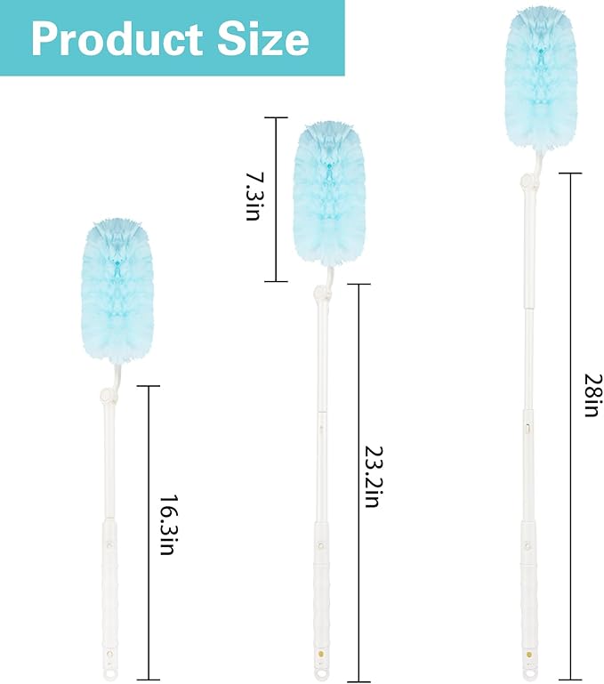 360° Duster Refills Kit for Swiffer Duster 25 Pack &amp 1 Handle Multi-Surface Dusters with 4X Microfibers. Efficient Duster Kit for Cleaning Pet Hair Home Office Blinds Furniture and More