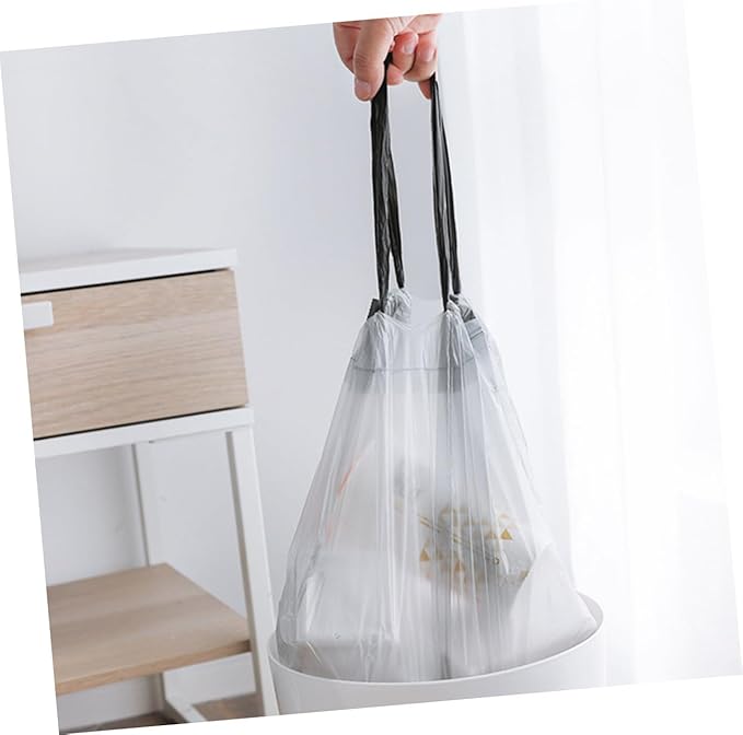 Drawstring Garbage Bags 90pcs Disposable Trash Bags with Handles for Kitchen and Household Waste Collection Random Color