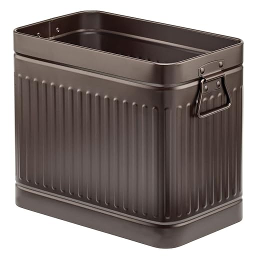 mDesign Decorative Retro Vintage Farmhouse Rectangle Metal Small Trash Can Wastebasket Garbage Container Bin with Handles for Bathrooms Powder Rooms Kitchens - Oscar Collection Bronze