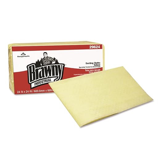 Georgia-Pacific Brawny Yellow Quarter-Fold Disposable Dusting Cloth by GP PRO 24 Length x 24 Width 29624 (Case of 4 Packs 50 Cloths per Pack)