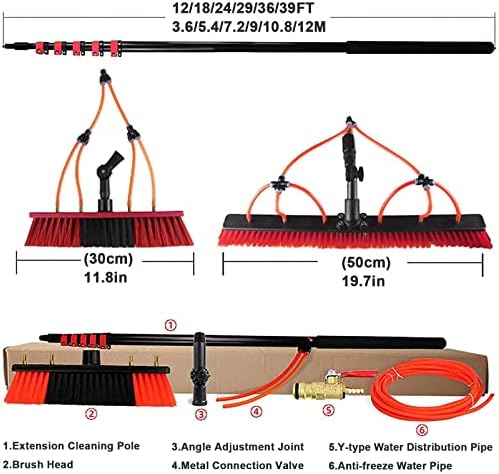 Telescopic Pole Kit Cleaning Brush3.6-10.8M Window Cleaning Pole Water Fed Telescopic Brush Extendable Cleaner Conservatory Roof Cleaning Photovoltaic and Solar Panels (3.6M)