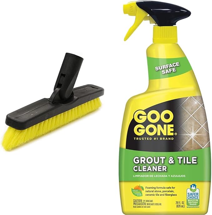 Unger Swivel Grout and Corner Scrub Brush Head &amp Goo Gone Grout &amp Tile Cleaner - 28 Ounce - Removes Tough Stains Dirt Caused by Mold Mildew Soap Scum and Hard Water Staining