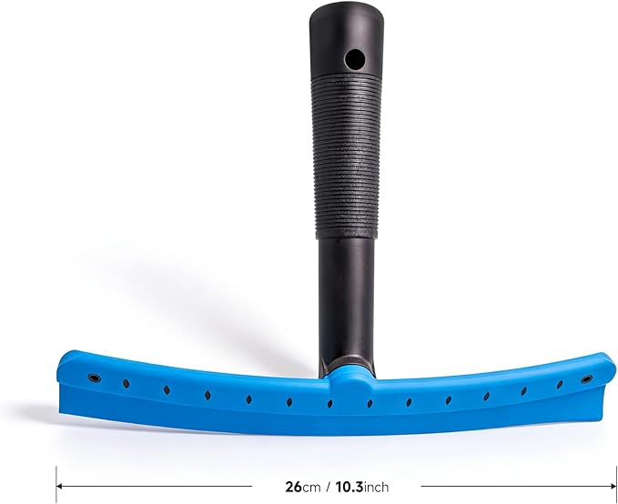 FOSHIO TPU Squeegee 10-Inch Blade with 4 Extension Poles (Extends up to 63 Inches) Anti-Slip Grip Handle Rubber Squeegee Streak-Free Cleaning for Car Windows Shower Doors Mirrors Glass