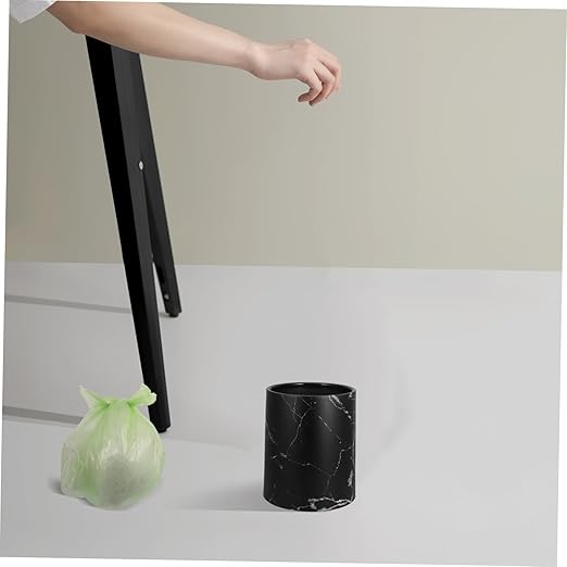 Healifty Marble Pattern Trash Can Lidless Wastebasket for Home Office and Bathroom Modern Decorative Garbage Can Stylish Organizing for Spaces