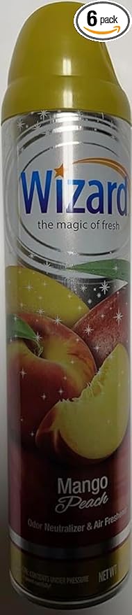 Wizard The Magic of Fresh | Odor Neutralizer &amp Air Freshener - 10 Oz. Mango peach (Pack of 6) (Packaging May Vary)