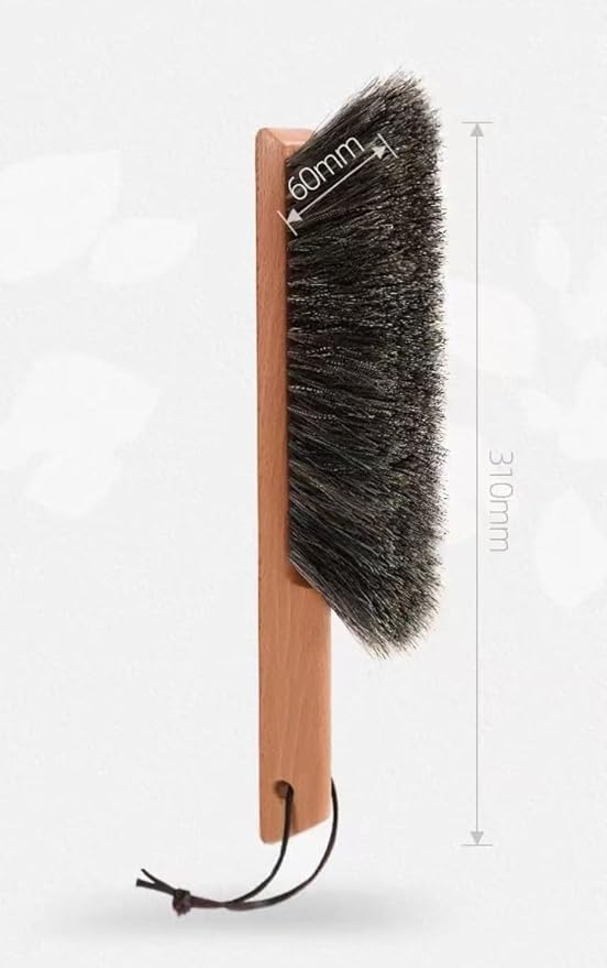 Horsehair Brushes Horsehair Bristles Duster with HookHand Broom Cleaning BrushesWooden Brush for Furniture Patio BedCarBedCouchGardenFurnitureClothesKitchen(Square)